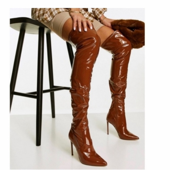 Steve Madden vava cognac patent boots - Picture 1 of 15